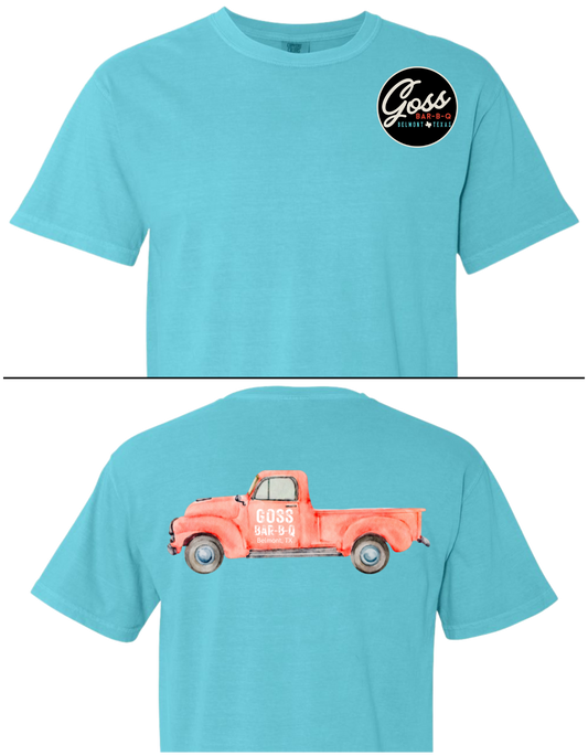 Goss-Bar-B-Q Vintage Truck Logo Comfort Colors Tee: Front & Back Design